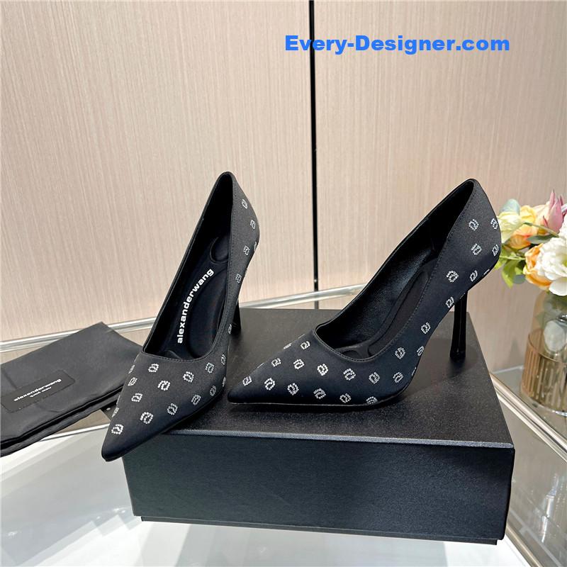 Alexander Wang logo rhinestone pumps