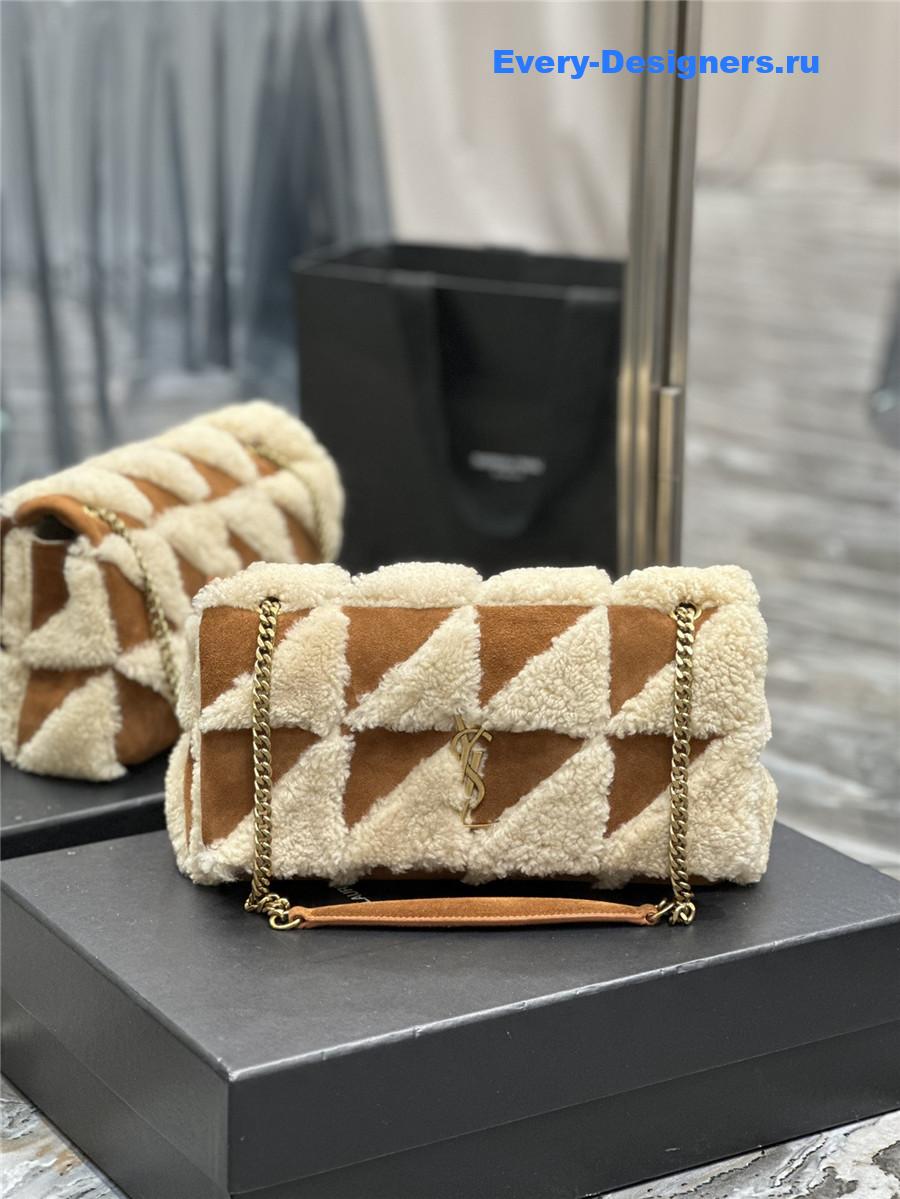 yves Sa1nt Lau*nt small jamie lambswool bag brown