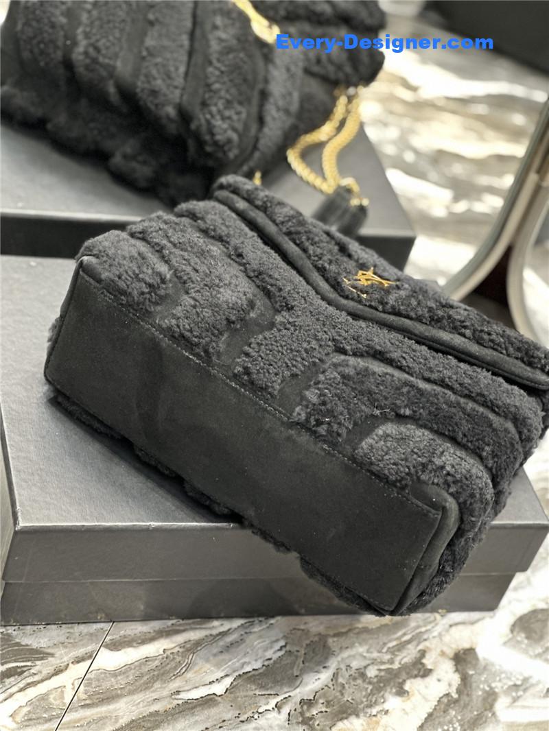 Y51 black suede lamb wool loulou bag
