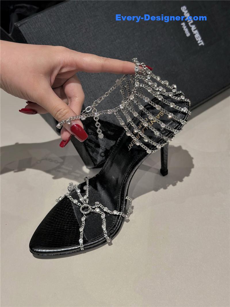 y51 metal D1am0nd chain high heels