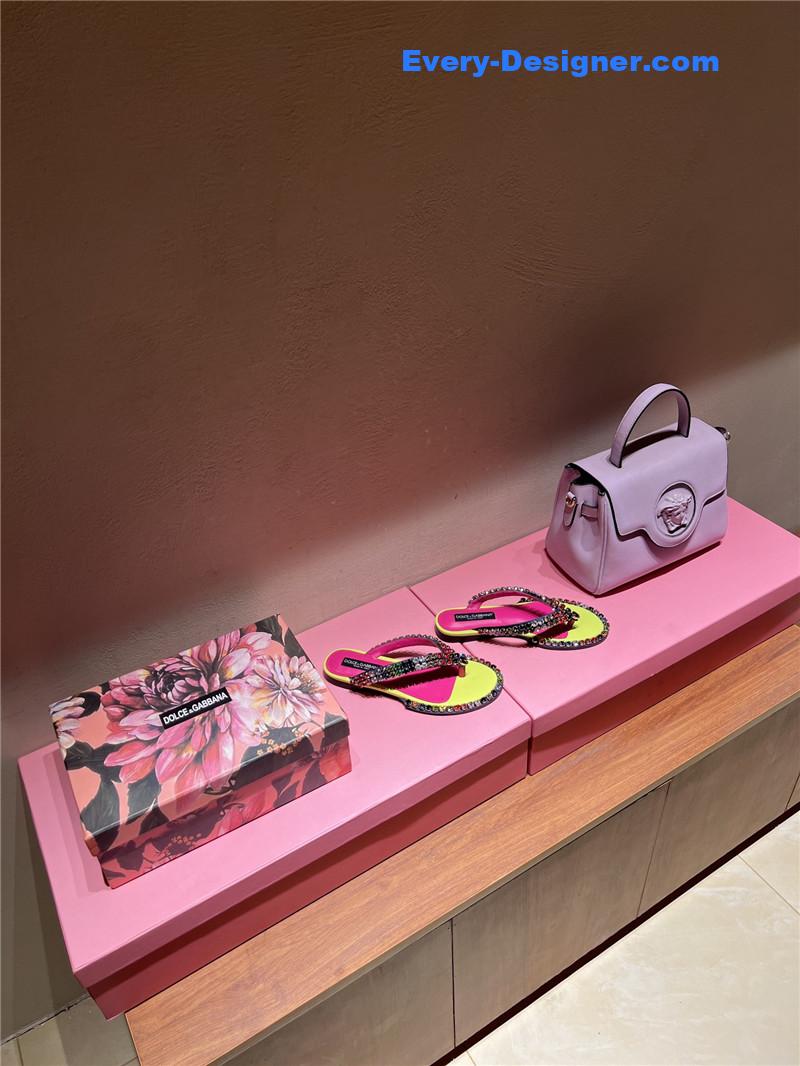 Dolce & Gabbana d&g rainbow rhinestone slides