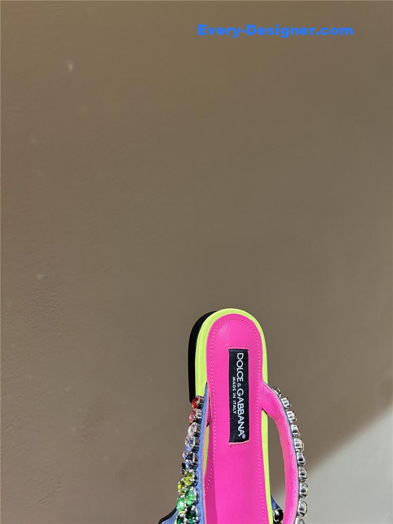 Dolce & Gabbana d&g rainbow rhinestone slides