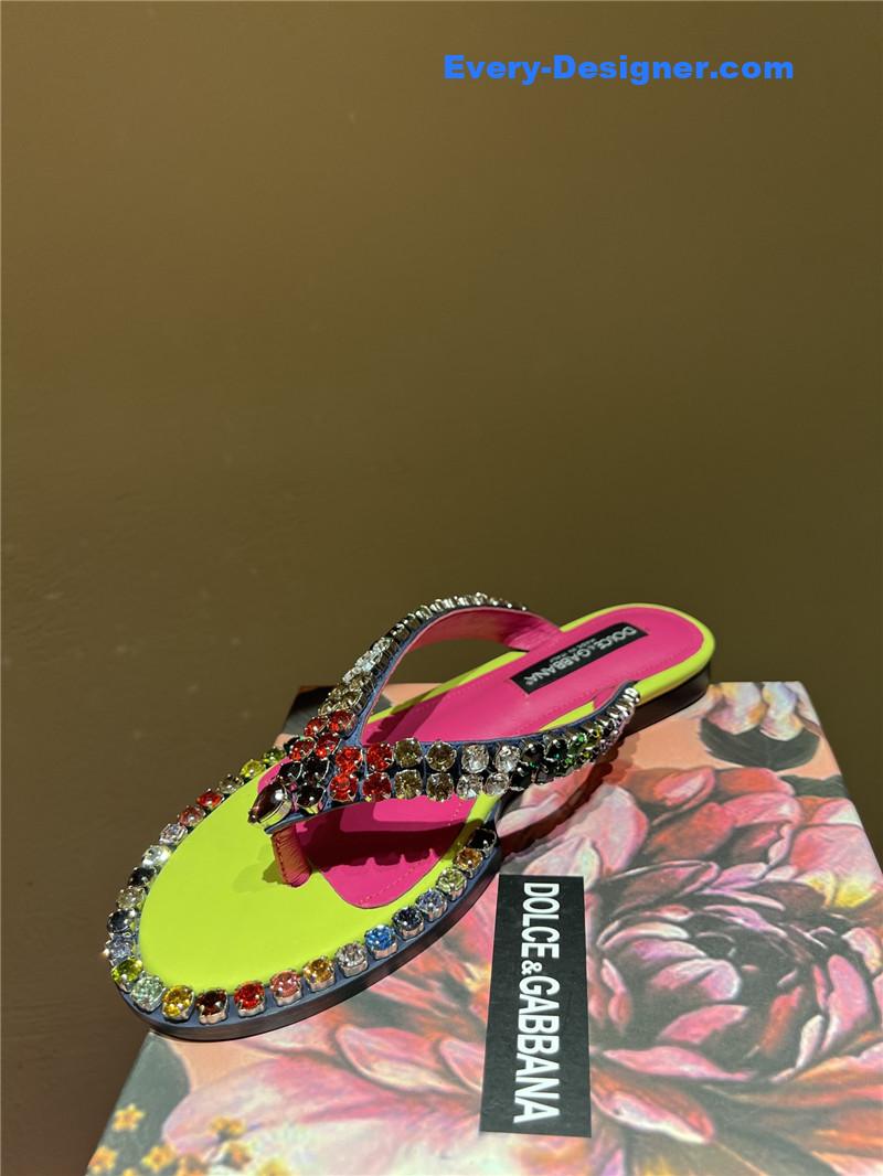 Dolce & Gabbana d&g rainbow rhinestone slides