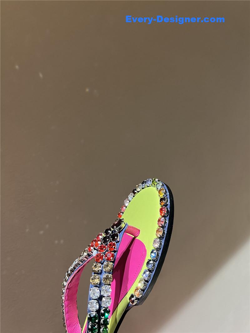 Dolce & Gabbana d&g rainbow rhinestone slides