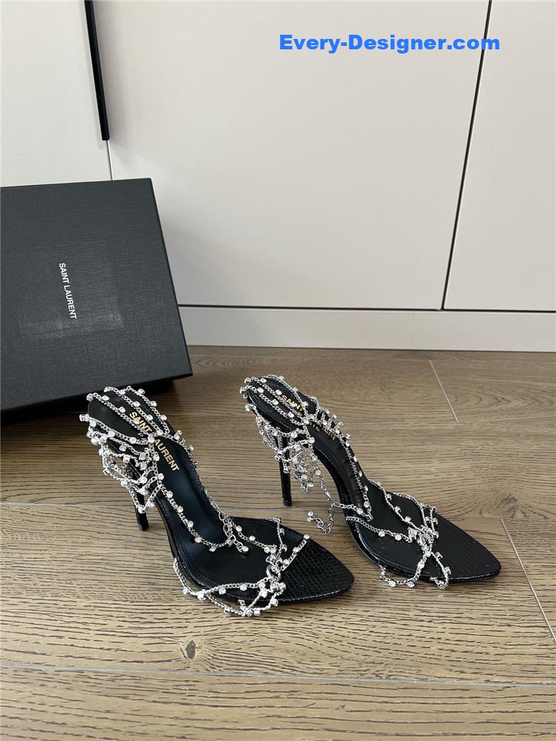 y51 metal D1am0nd chain high heels
