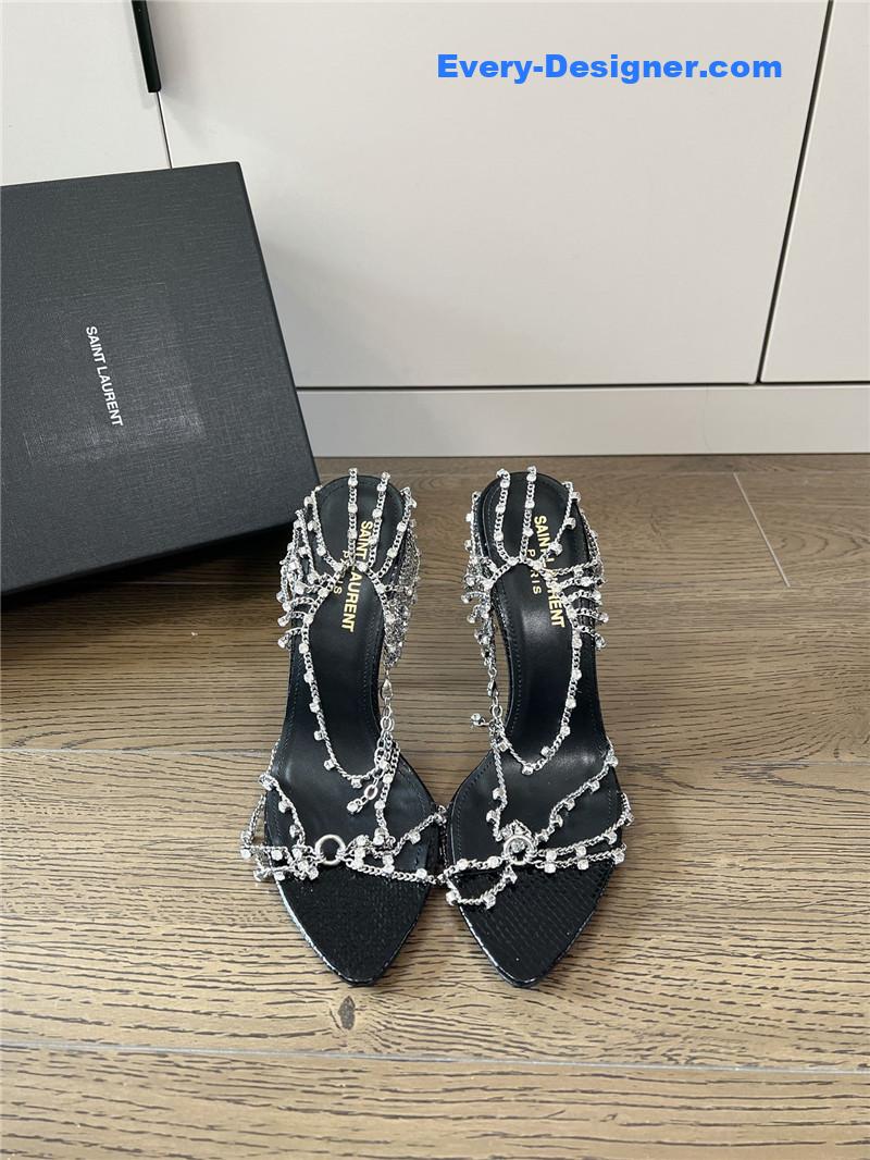 y51 metal D1am0nd chain high heels