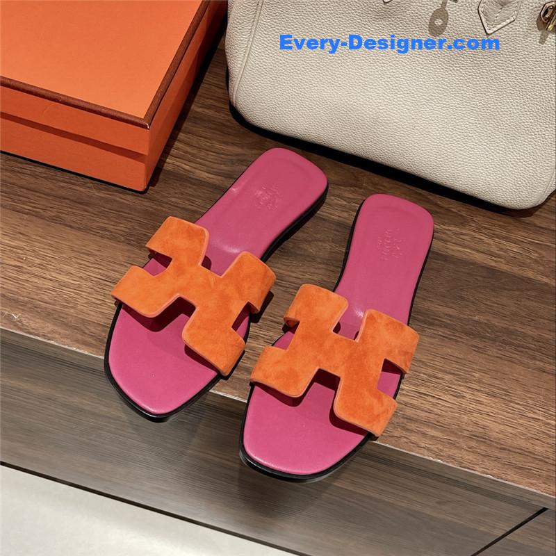 hermes H buckle slippers