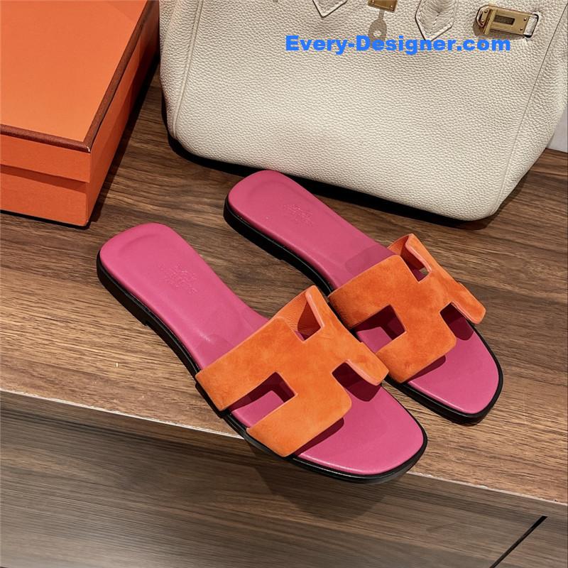 hermes H buckle slippers