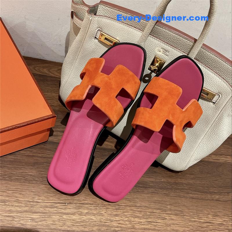 hermes H buckle slippers