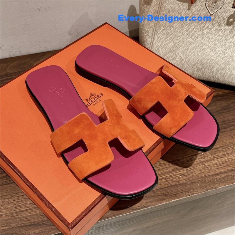 hermes H buckle slippers