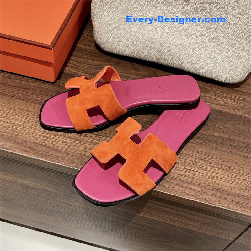 hermes H buckle slippers