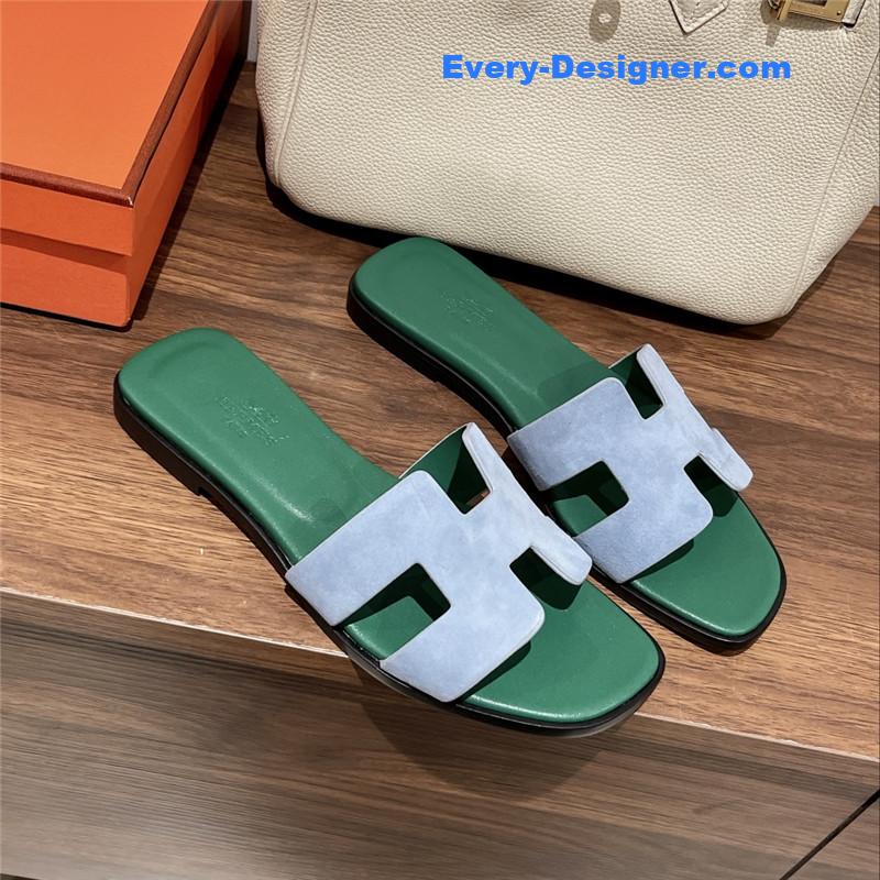 hermes H buckle slippers