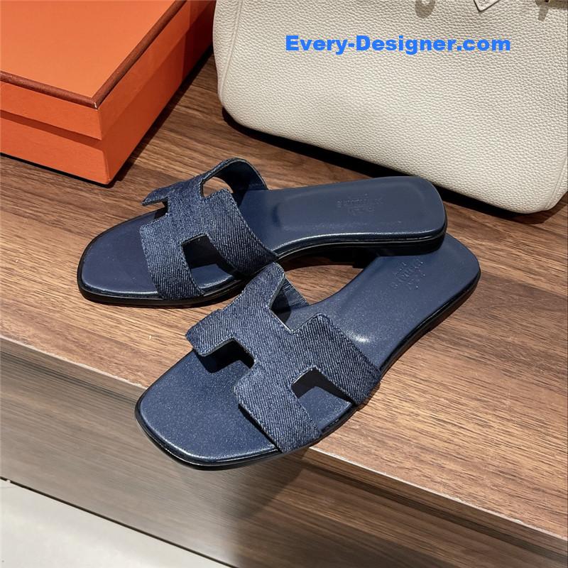 hermes H buckle slippers