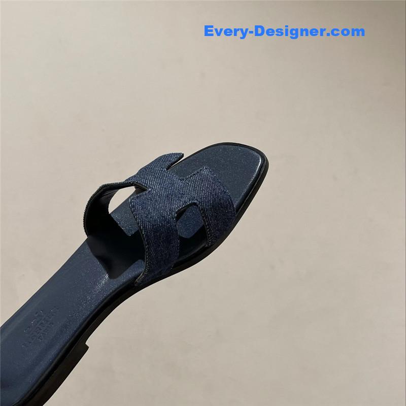 hermes H buckle slippers