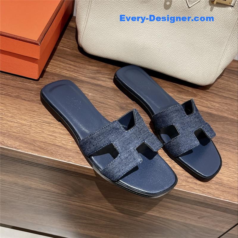 hermes H buckle slippers