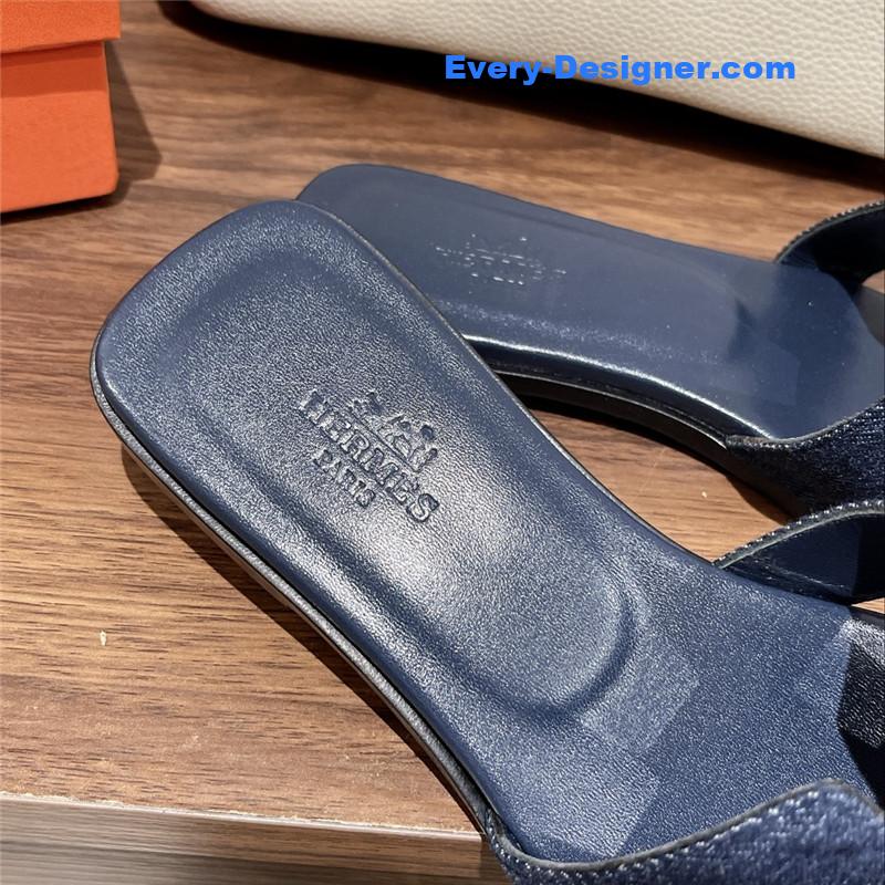 hermes H buckle slippers