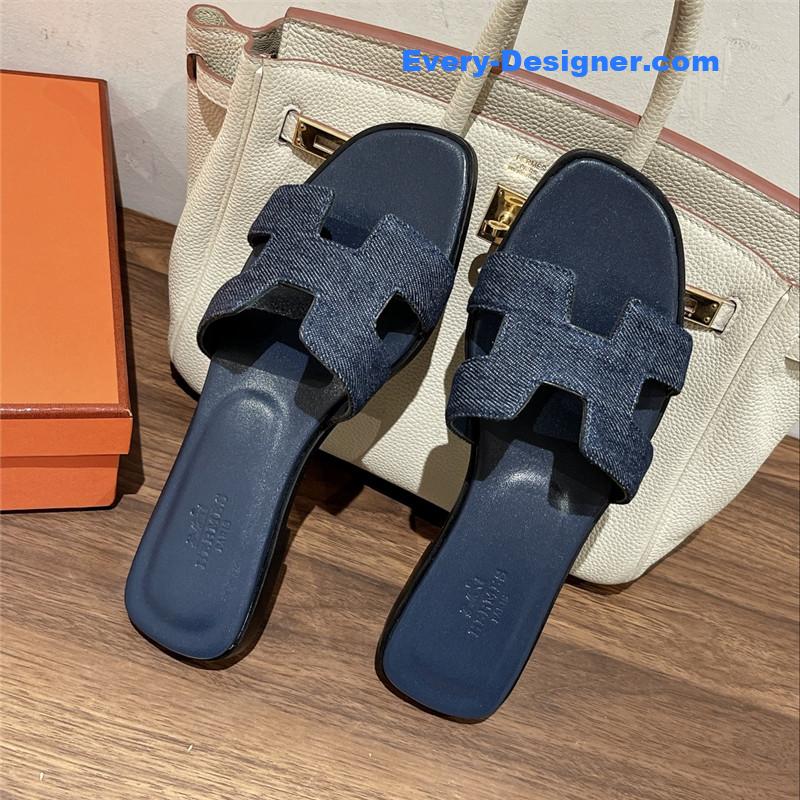 hermes H buckle slippers