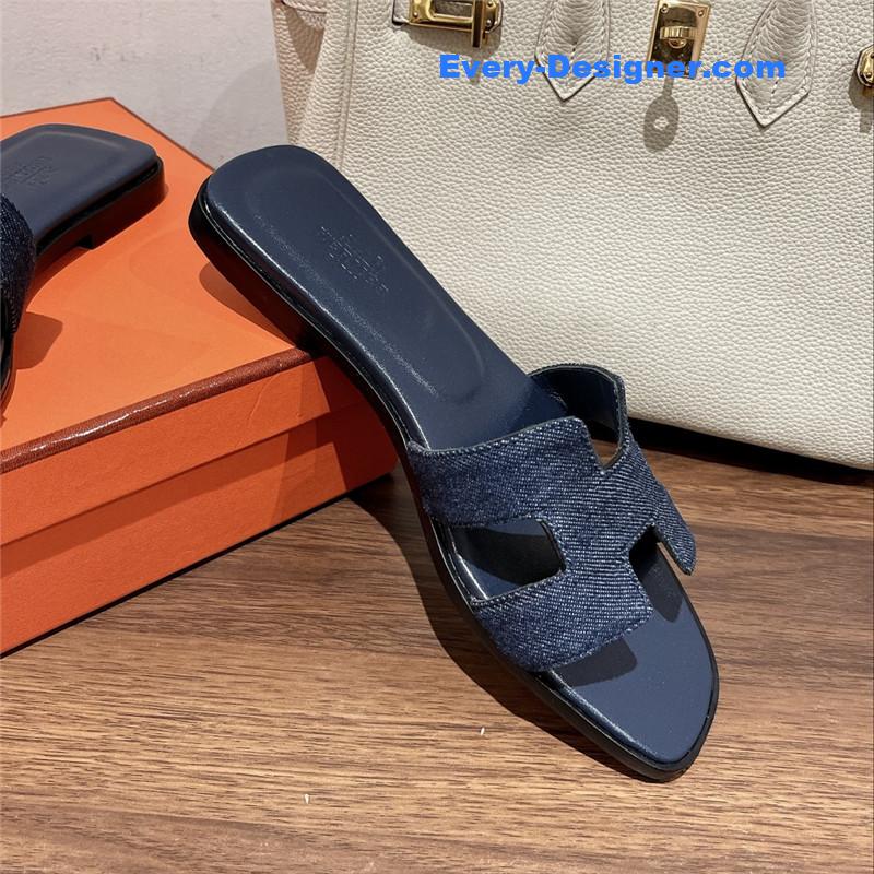 hermes H buckle slippers