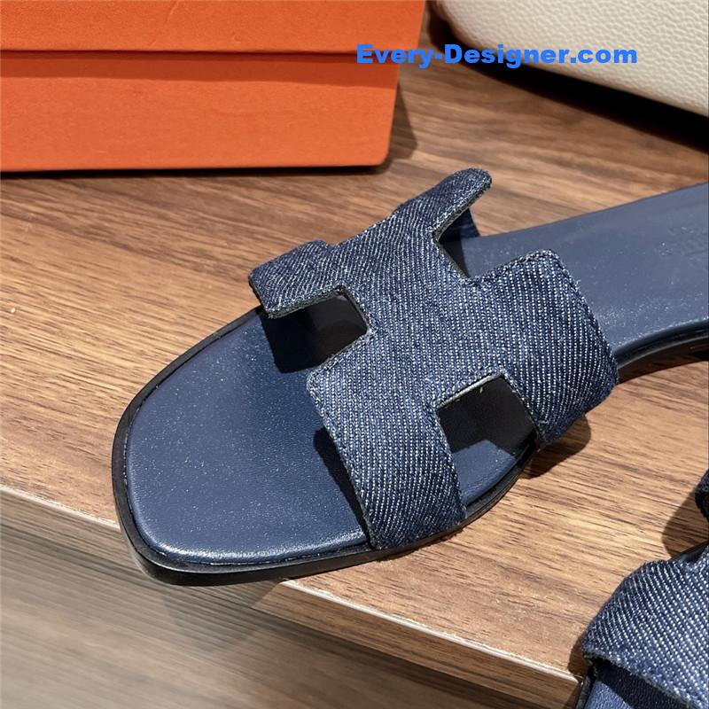 hermes H buckle slippers