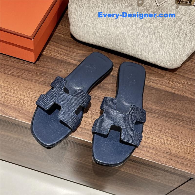 hermes H buckle slippers