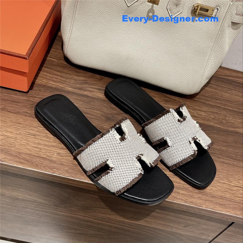 hermes H buckle slippers