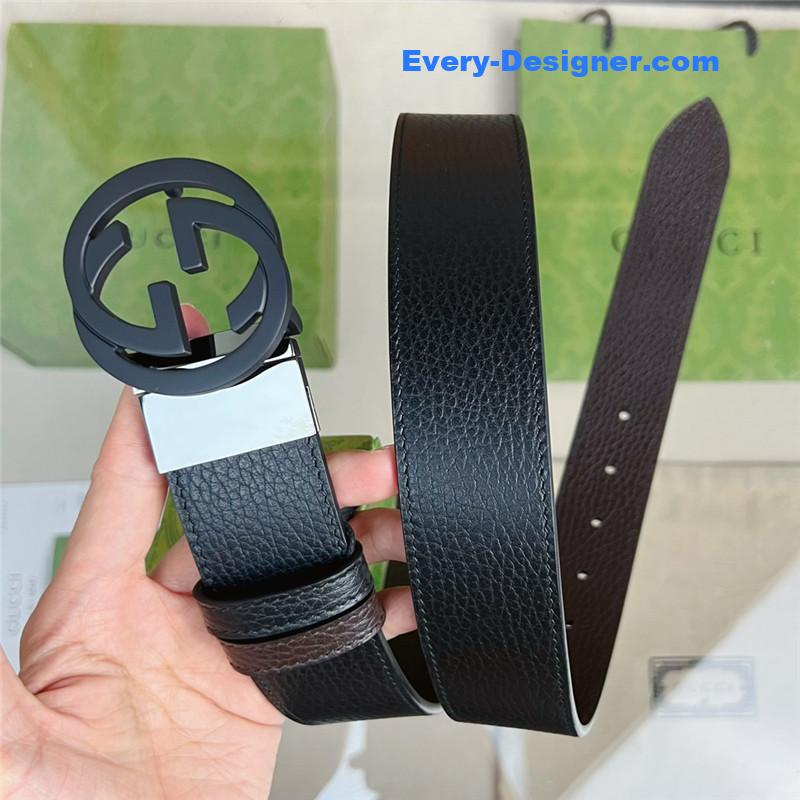 Gvc*1 reversible belt in textured leather