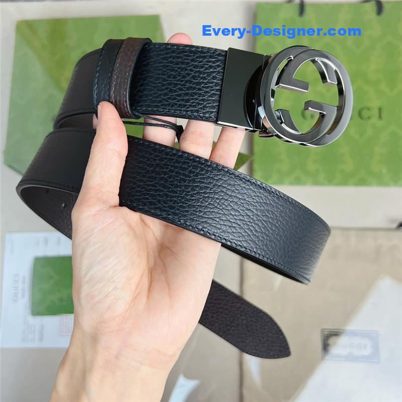 Gvc*1 reversible belt in textured leather
