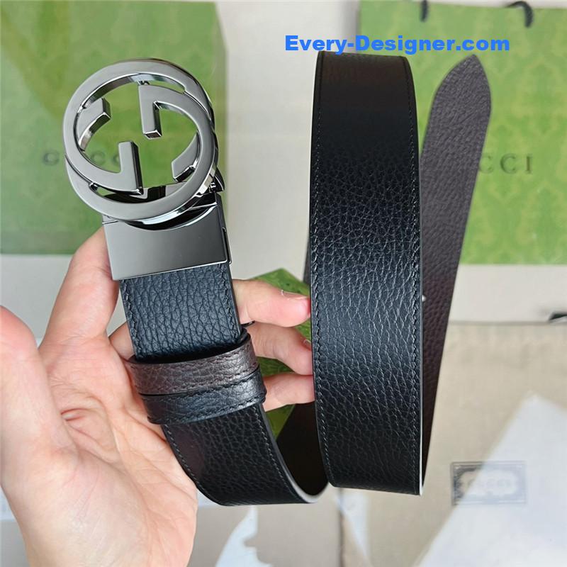 Gvc*1 reversible belt in textured leather