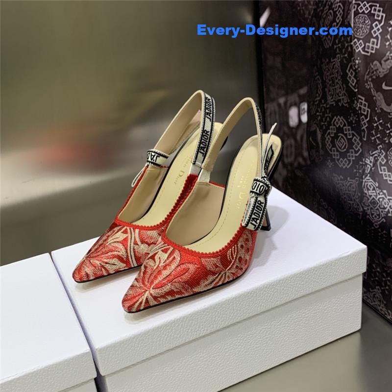 dior high heel bowknot color matching women’s shoes