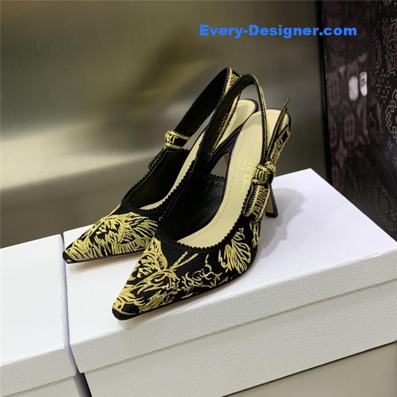 dior high heel bowknot color matching women’s shoes