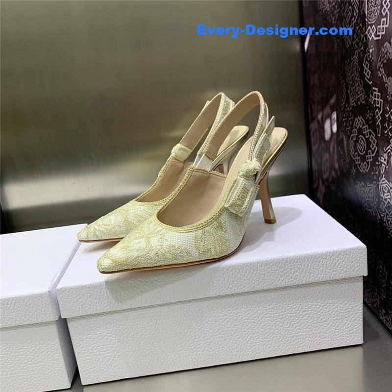 dior high heel bowknot color matching women’s shoes