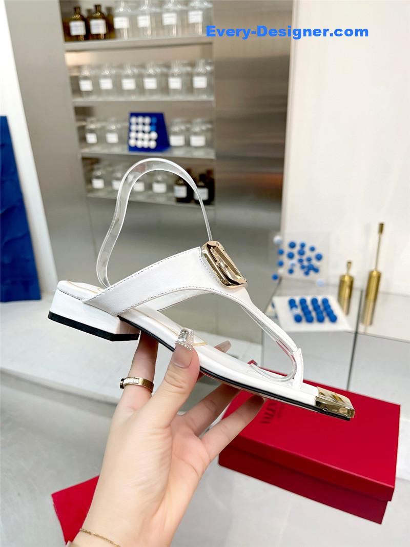 Va1e*ntin0 early spring new leather fabric slippers