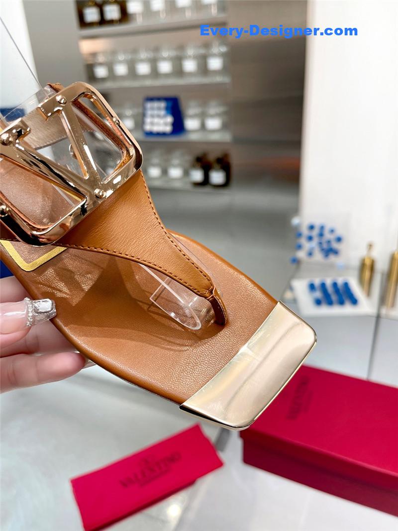 Va1e*ntin0 early spring new leather fabric slippers