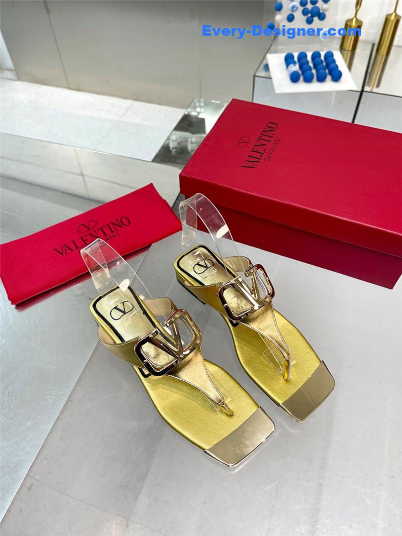 Valentino early spring new leather fabric slippers