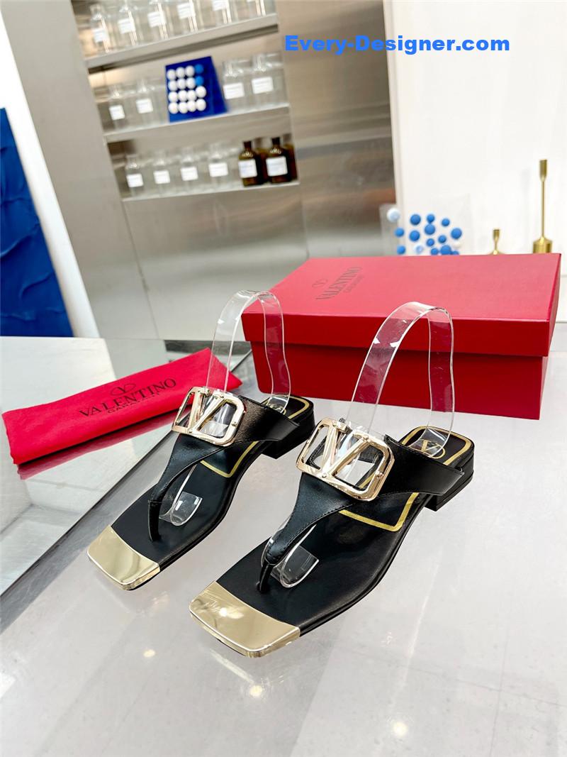 Va1e*ntin0 early spring new leather fabric slippers