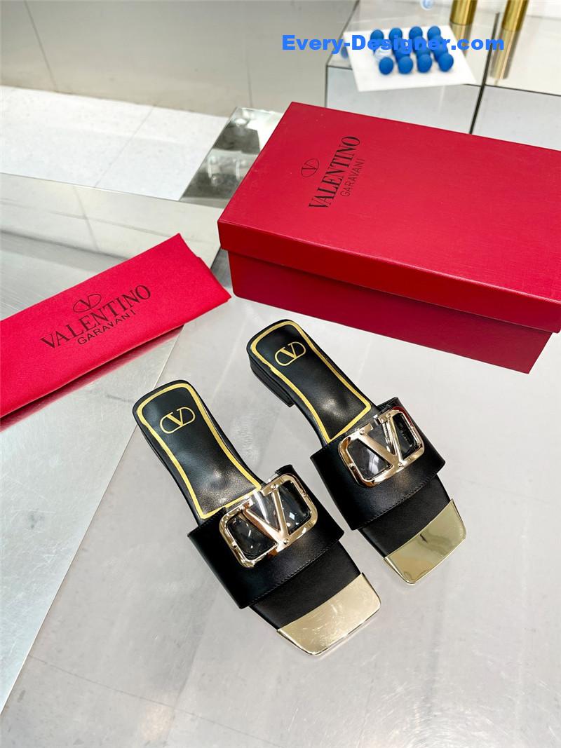 Valentino early spring new leather fabric slippers