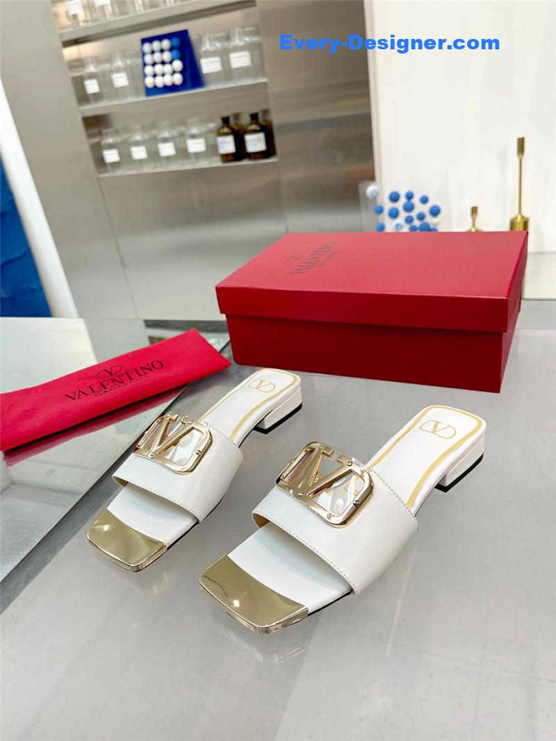 Va1e*ntin0 early spring new leather fabric slippers