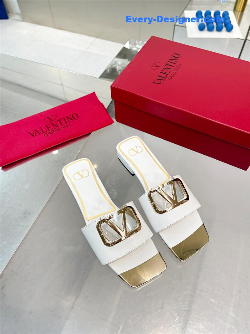 Valentino early spring new leather fabric slippers