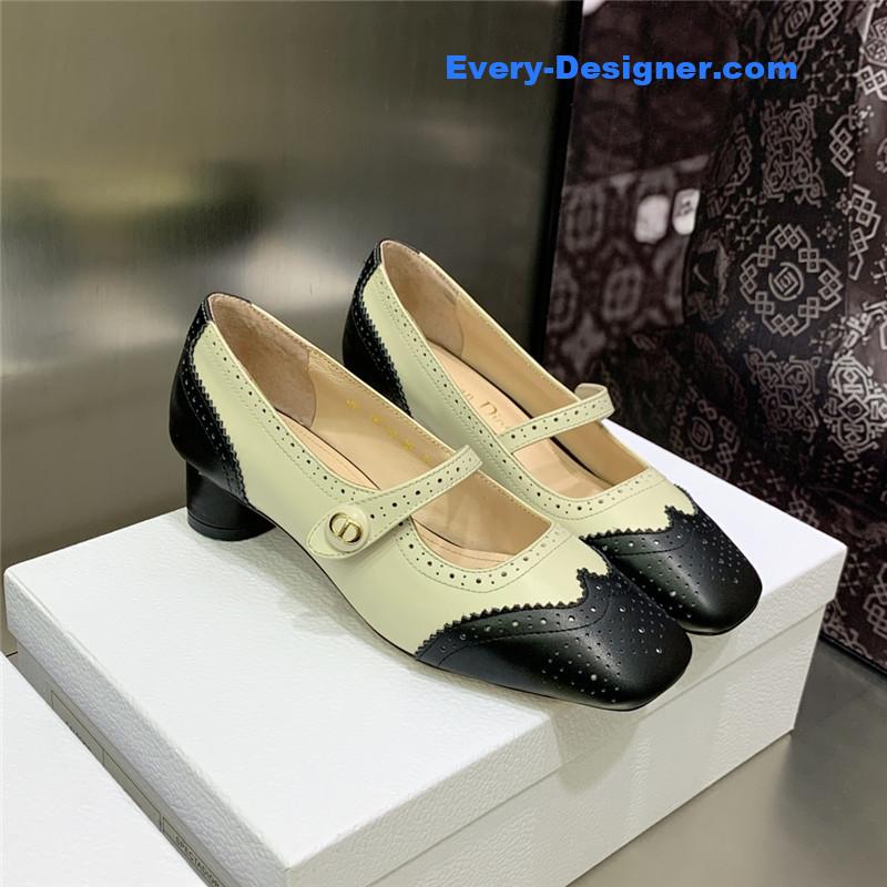 dior cd letter logo chunky heel shoes