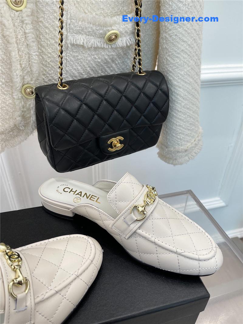 CC rhombic horsebit loafer slippers