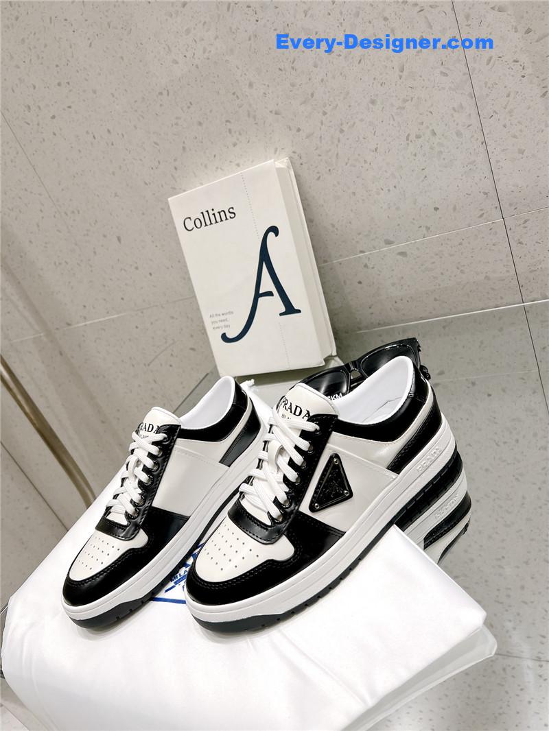 Pra*a white/black downtown leather sneakers