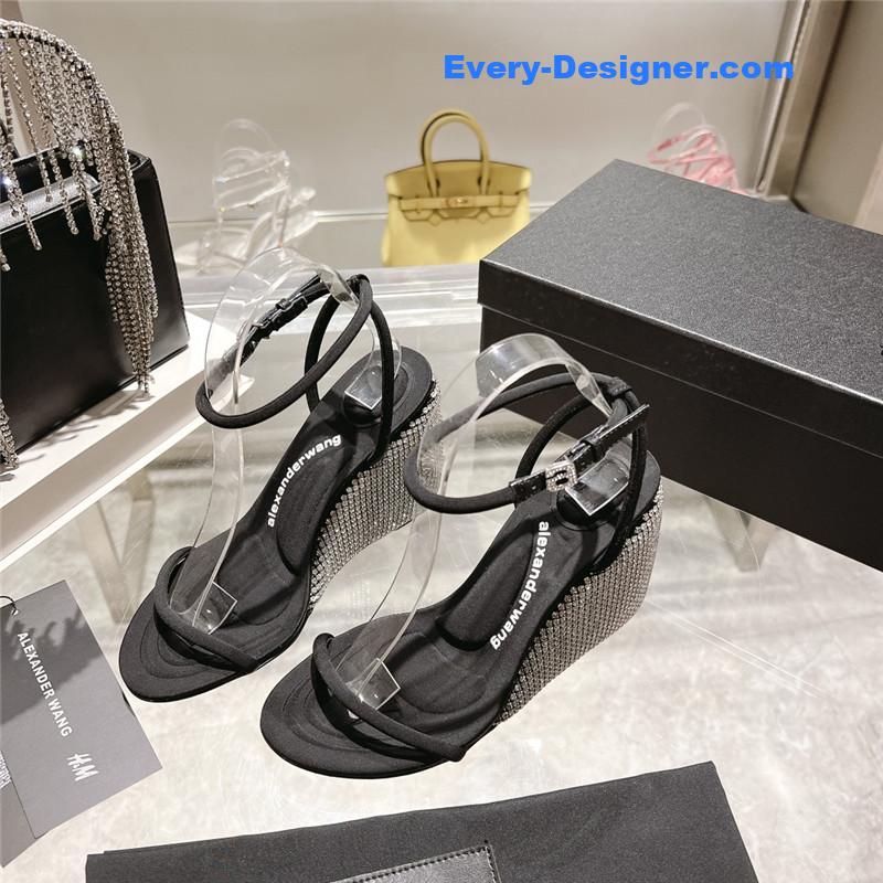 alexander wang new rhinestone wedge high heels