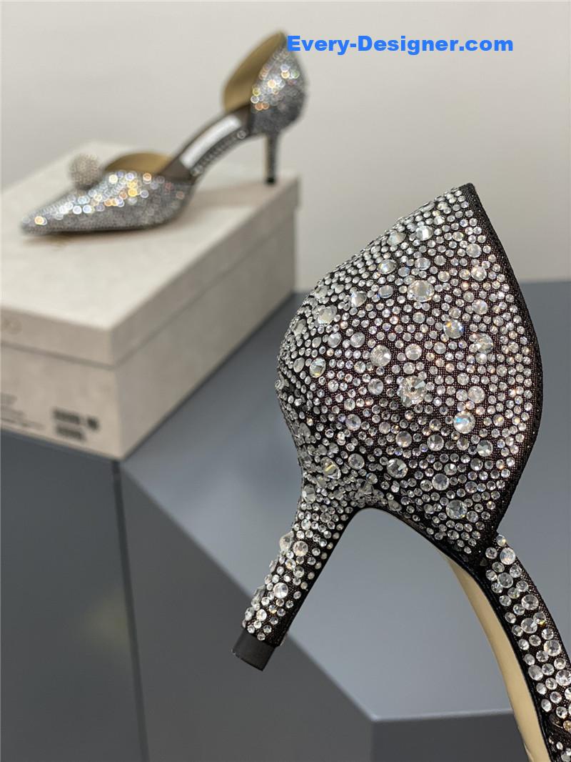 Jimmy Choo jc high-heeled crystal slipper shoes