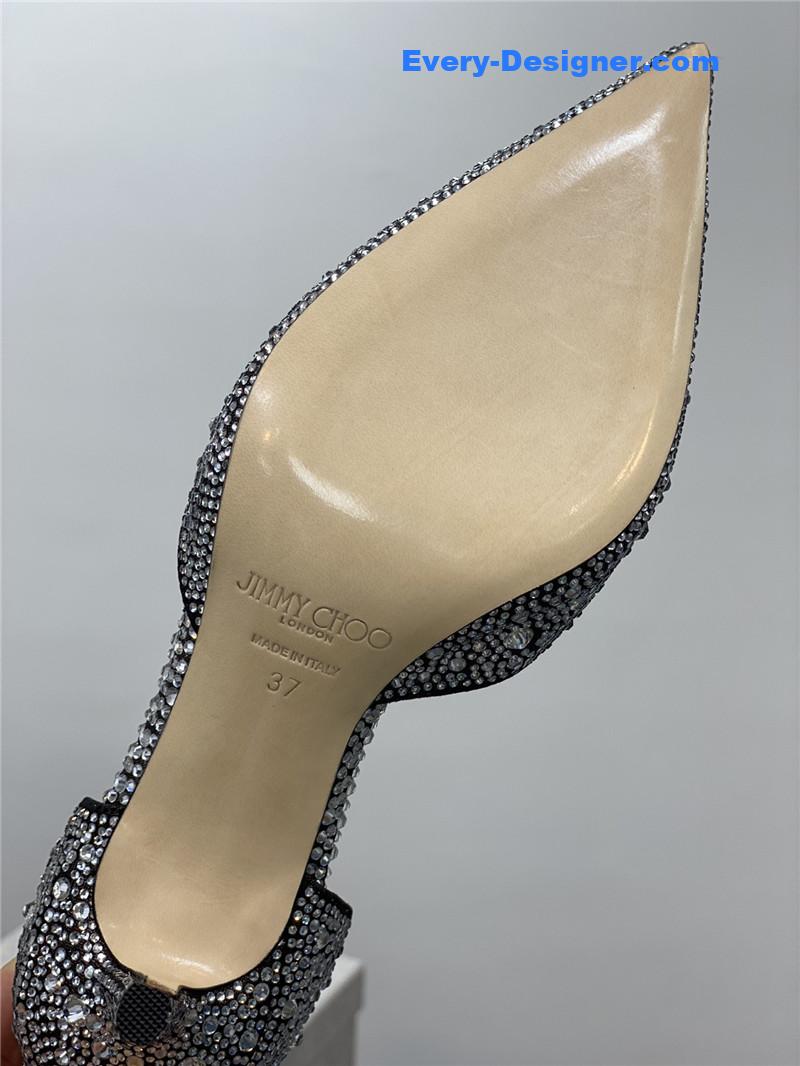 Jimmy Choo jc high-heeled crystal slipper shoes