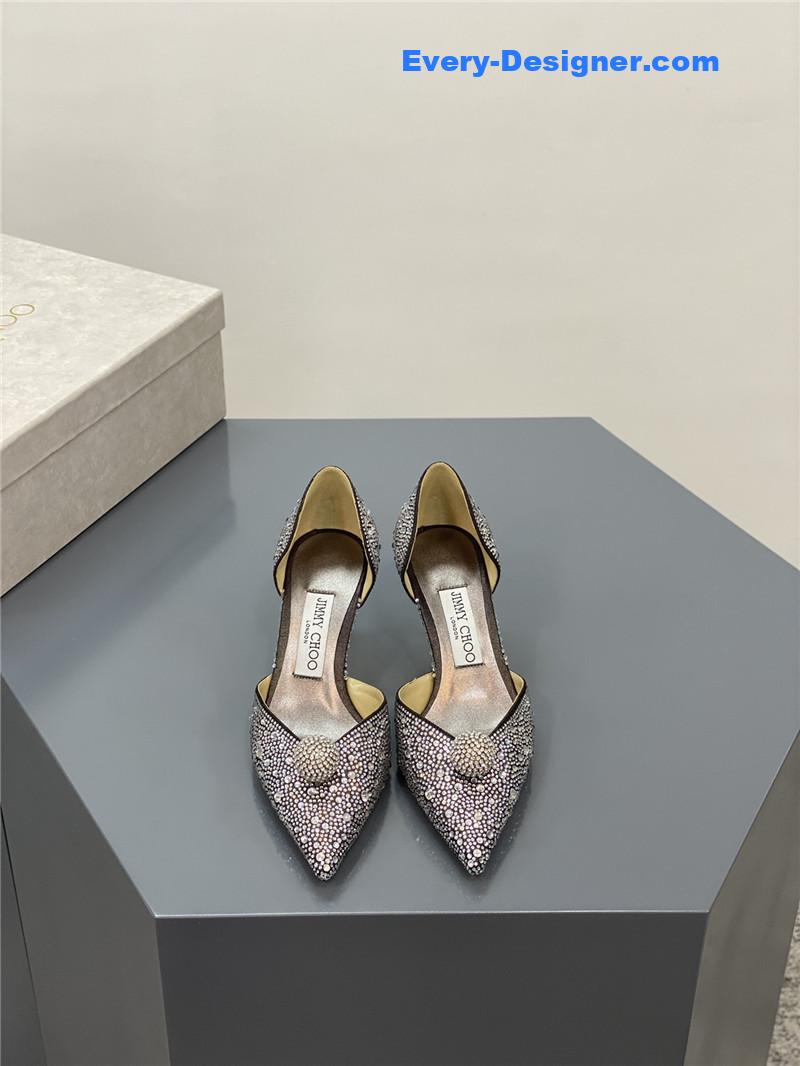 Jimmy Choo jc high-heeled crystal slipper shoes