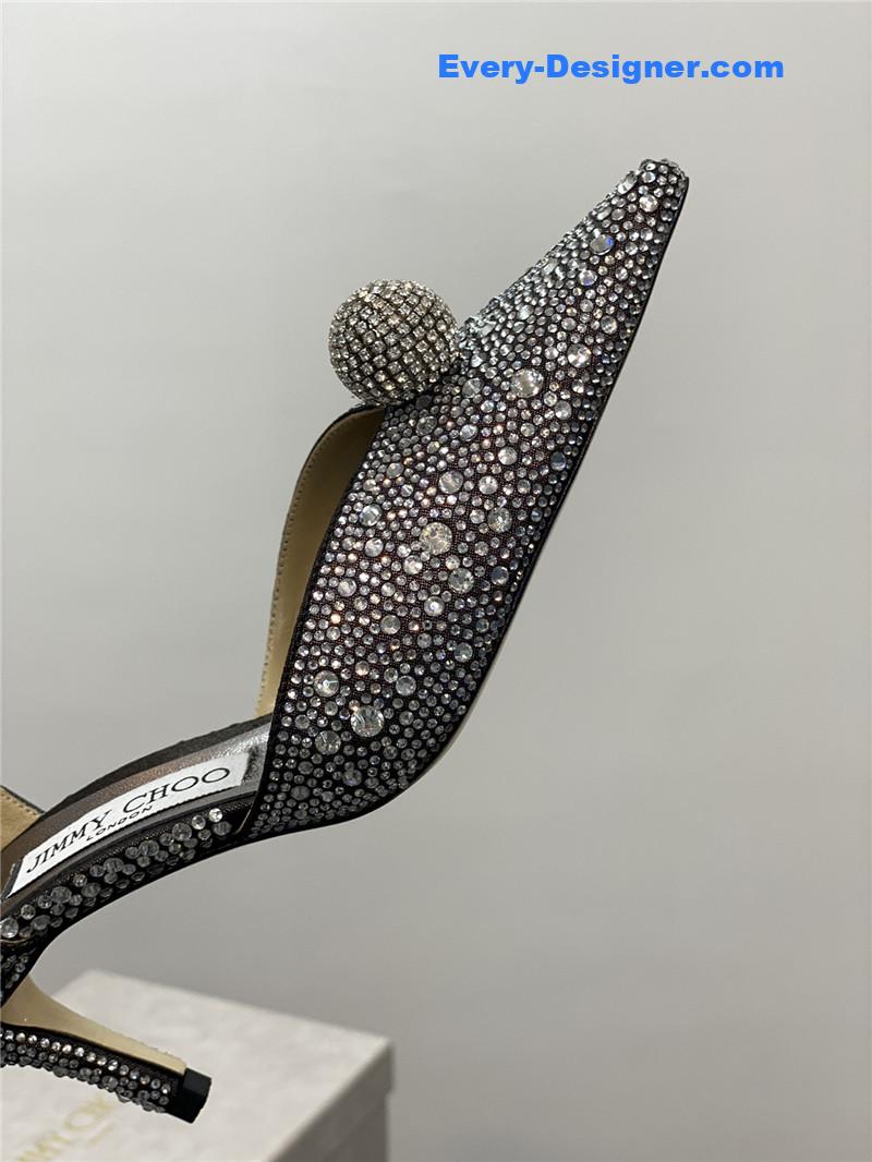 Jimmy Choo jc high-heeled crystal slipper shoes