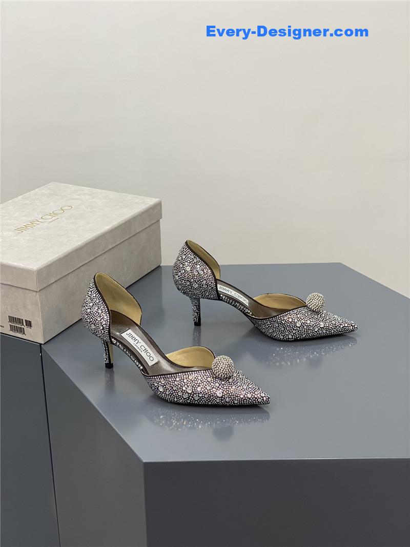 Jimmy Choo jc high-heeled crystal slipper shoes