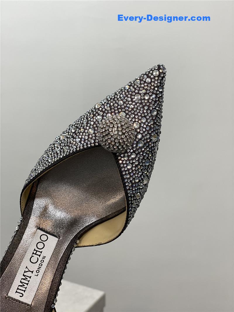 Jimmy Choo jc high-heeled crystal slipper shoes