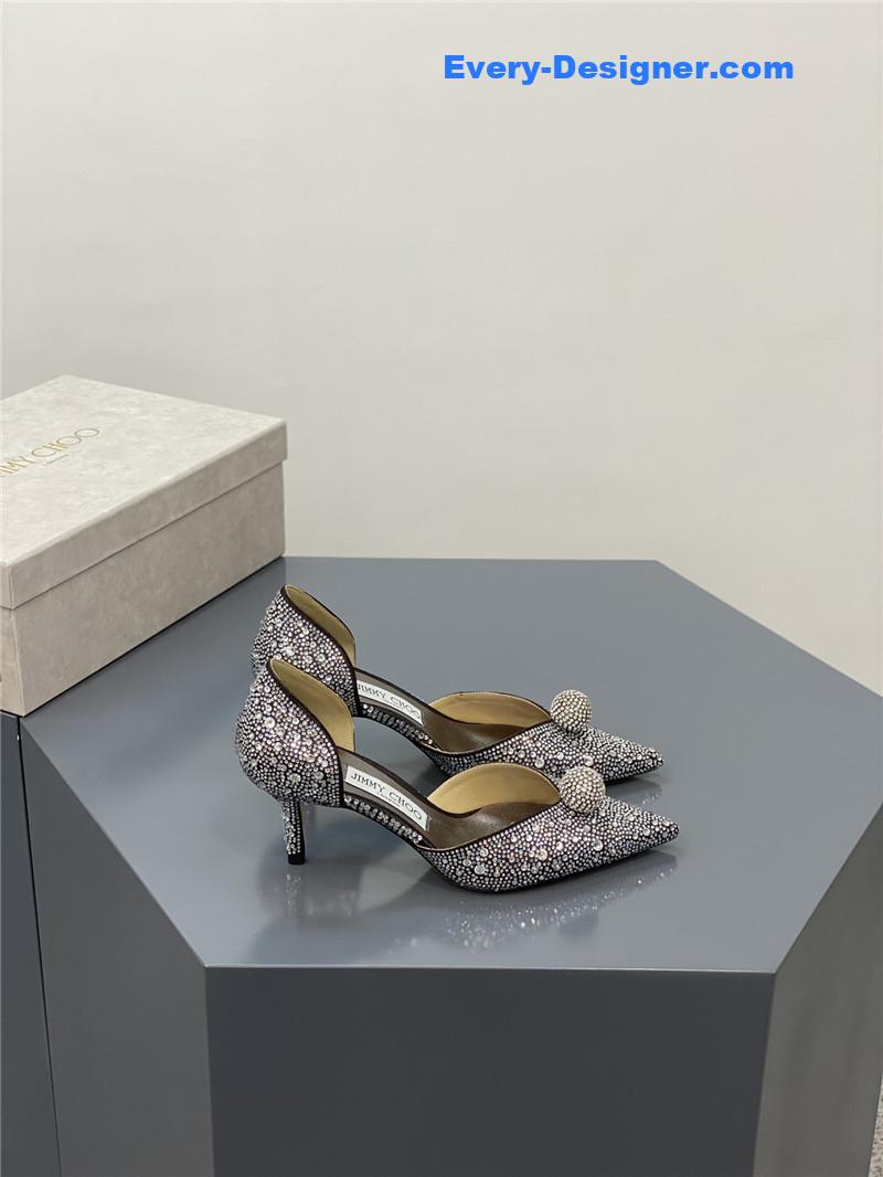 Jimmy Choo jc high-heeled crystal slipper shoes