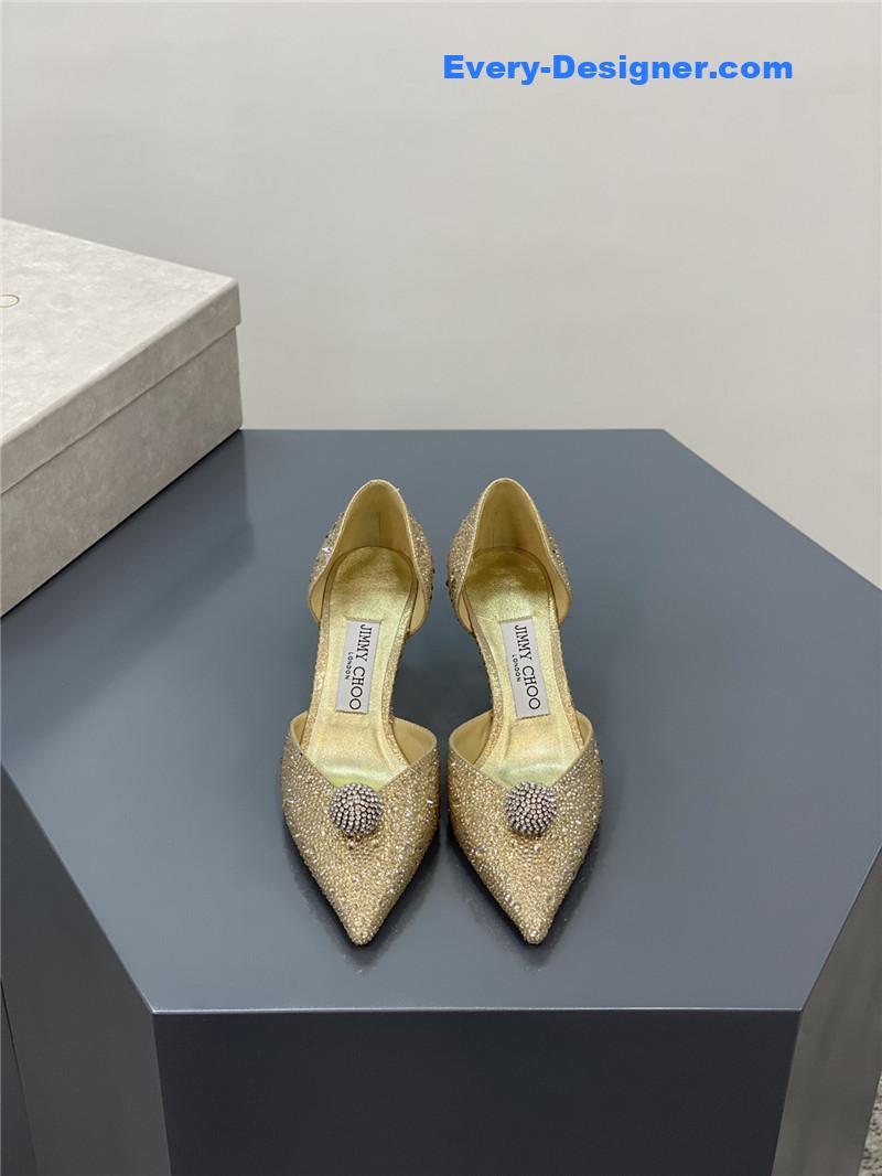 J1m*y Ch00 jc high-heeled crystal slipper shoes